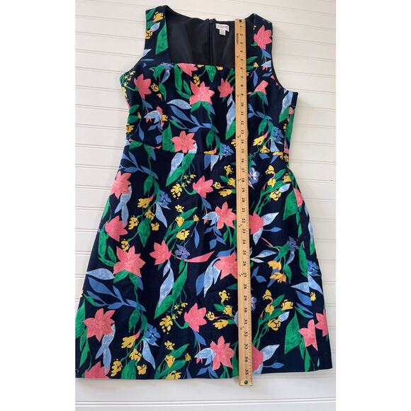 J. Crew Floral Basketweave Square Neck Lined Shift Dress - Size Women's 12 - Picture 3 of 6